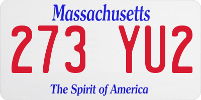 MA license plate 273YU2