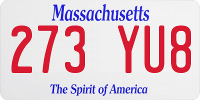MA license plate 273YU8