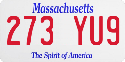 MA license plate 273YU9