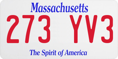 MA license plate 273YV3