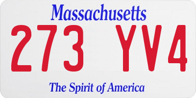 MA license plate 273YV4