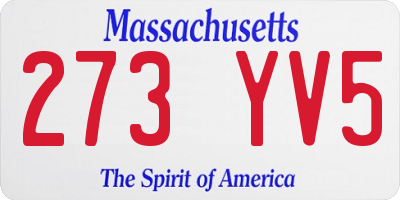 MA license plate 273YV5