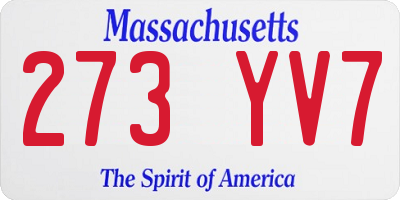 MA license plate 273YV7