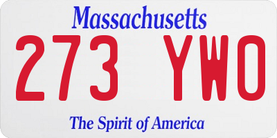 MA license plate 273YW0