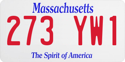 MA license plate 273YW1