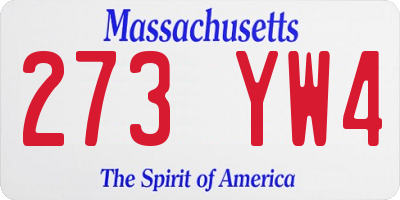 MA license plate 273YW4