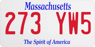 MA license plate 273YW5