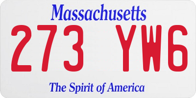 MA license plate 273YW6