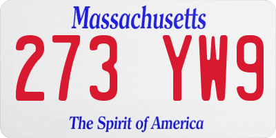 MA license plate 273YW9