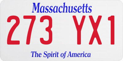 MA license plate 273YX1