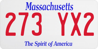 MA license plate 273YX2