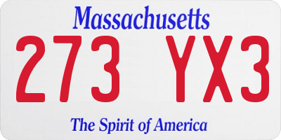 MA license plate 273YX3