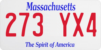MA license plate 273YX4