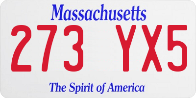 MA license plate 273YX5