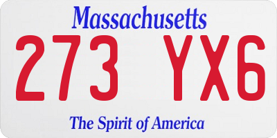 MA license plate 273YX6