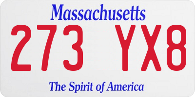 MA license plate 273YX8