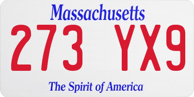 MA license plate 273YX9