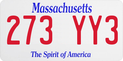 MA license plate 273YY3