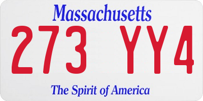 MA license plate 273YY4