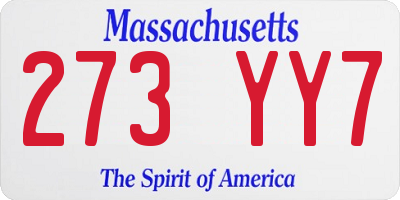 MA license plate 273YY7