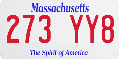 MA license plate 273YY8