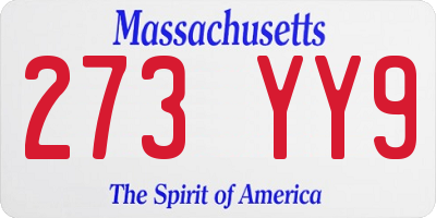 MA license plate 273YY9