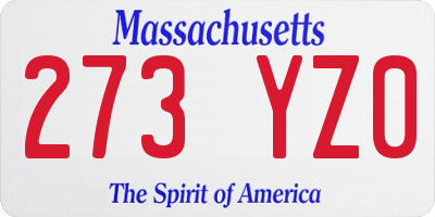 MA license plate 273YZ0