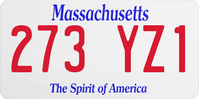 MA license plate 273YZ1