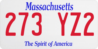 MA license plate 273YZ2