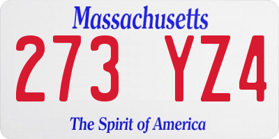 MA license plate 273YZ4