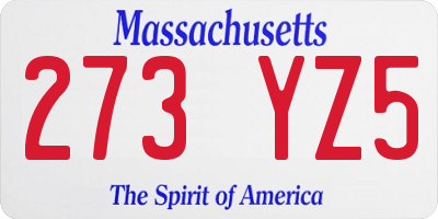 MA license plate 273YZ5
