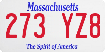 MA license plate 273YZ8