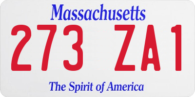 MA license plate 273ZA1
