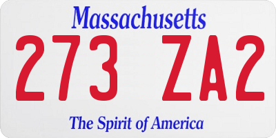 MA license plate 273ZA2