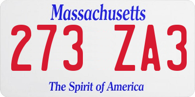 MA license plate 273ZA3