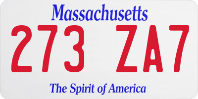 MA license plate 273ZA7