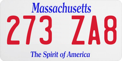 MA license plate 273ZA8