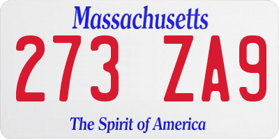 MA license plate 273ZA9