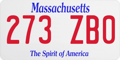 MA license plate 273ZB0