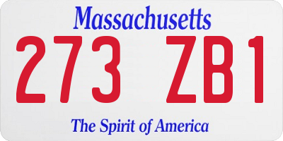 MA license plate 273ZB1