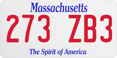 MA license plate 273ZB3