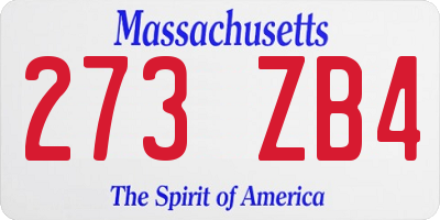 MA license plate 273ZB4
