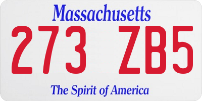MA license plate 273ZB5