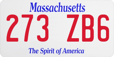 MA license plate 273ZB6