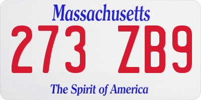 MA license plate 273ZB9