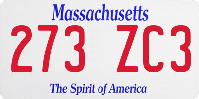 MA license plate 273ZC3