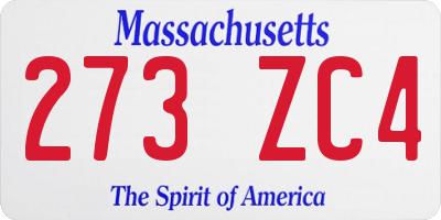 MA license plate 273ZC4