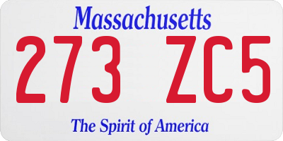 MA license plate 273ZC5