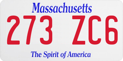 MA license plate 273ZC6