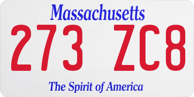 MA license plate 273ZC8